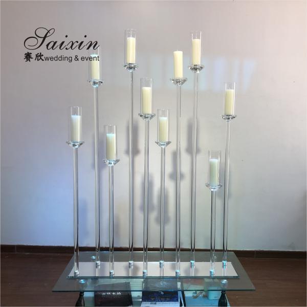 Quality ZT-323H wholesale 1m long base crystal candelabra wedding centerpiece for sale