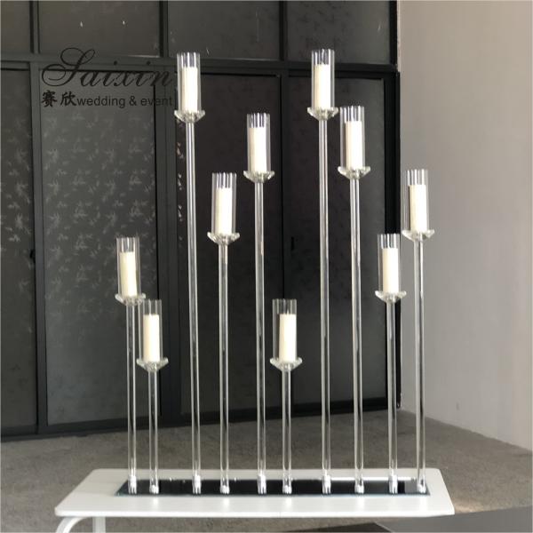 Quality ZT-323H wholesale 1m long base crystal candelabra wedding centerpiece for sale