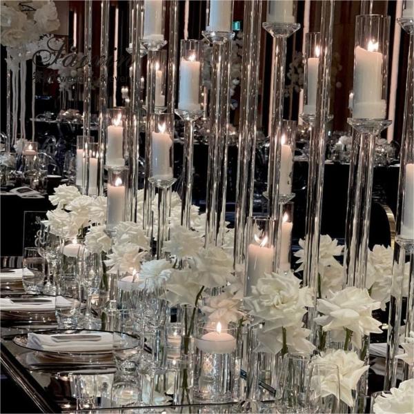 Quality ZT-323H wholesale 1m long base crystal candelabra wedding centerpiece for sale