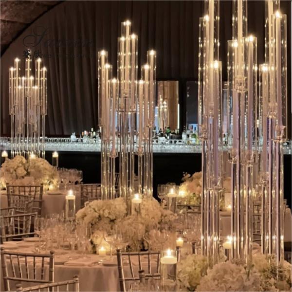Quality Hot sale crystal glass candelabra table centerpieces for wedding event decoration wedding for sale