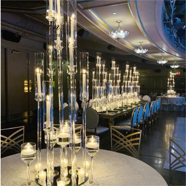 Quality Hot sale crystal glass candelabra table centerpieces for wedding event for sale