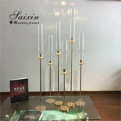 China ZT-418G  wedding decoration accessories single gold brass candlestick holder for sale