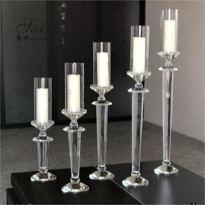 China ZT-026  wedding accessories decoration set single crystal pillar candle holders for sale