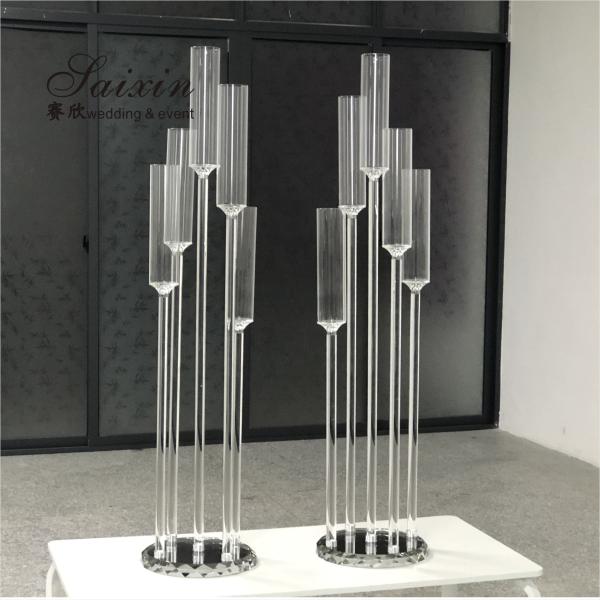 Quality Chic wedding centerpiece tall 5 arms long stem floating candle pillar holder for sale