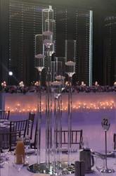 Quality Chic wedding centerpiece tall 5 arms long stem floating candle pillar holder for sale