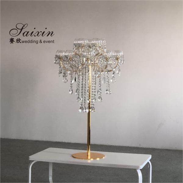 Quality 15 Arm Luxury Metal And Crystal Candelabra Chandelier For Wedding Table for sale