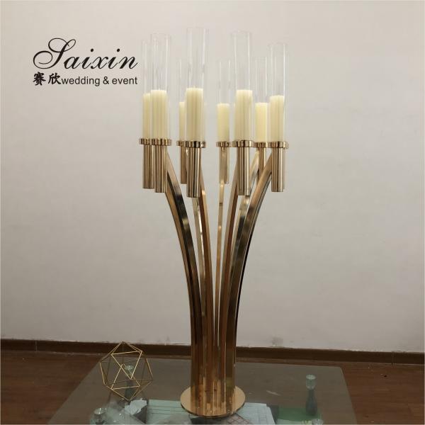 Quality ZT-396S Hot sale Silver metal centerpiece candlestick stands for wedding decor for sale