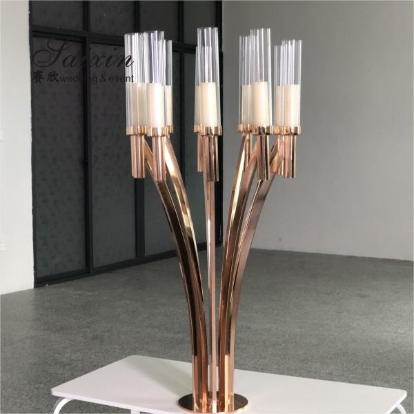 Quality ZT-396S Hot sale Silver metal centerpiece candlestick stands for wedding decor for sale