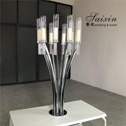 Quality ZT-396S Hot sale Silver metal centerpiece candlestick stands for wedding decor for sale