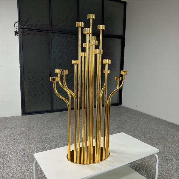 Quality ZT-586 New tall 17arms wedding candelabra centerpieces gold candle holders for sale