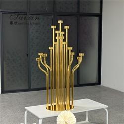 Quality ZT-586 New tall 17arms wedding candelabra centerpieces gold candle holders for sale