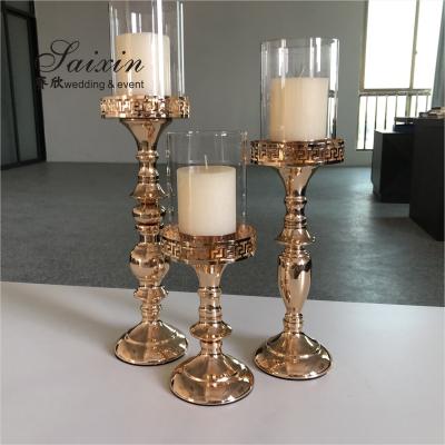 China Wholesale chic iron laciness votive  set gold candle holder for wedding table centerpieces for sale