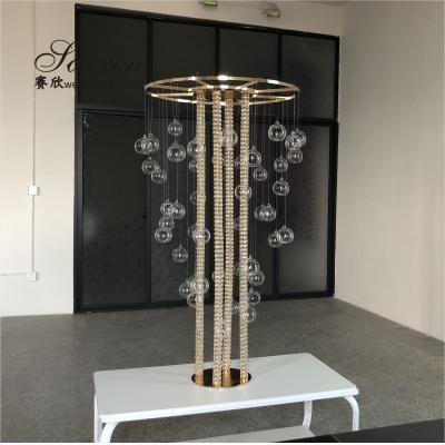 China New Gold Metal Flower Table Support Candle Stand for Wedding Centerpiece Decoration for sale