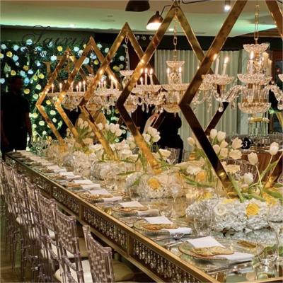 China New hot style for wedding centerpiece crystal gold candelabra table decor chandeliers candle holder with support for sale