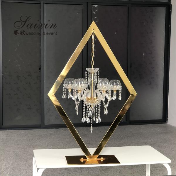Quality New hot style for wedding centerpiece crystal gold candelabra table decor for sale