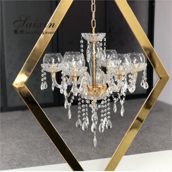 Quality New hot style for wedding centerpiece crystal gold candelabra table decor for sale