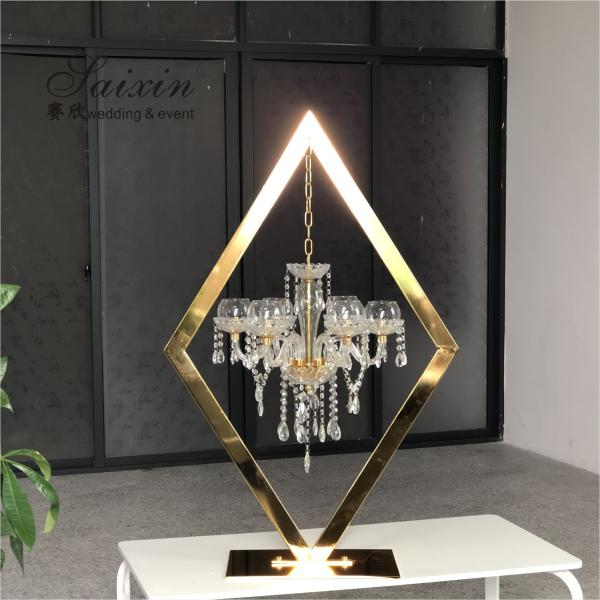 Quality New hot style for wedding centerpiece crystal gold candelabra table decor for sale