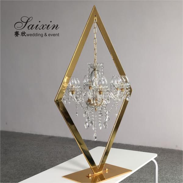 Quality New hot style for wedding centerpiece crystal gold candelabra table decor for sale