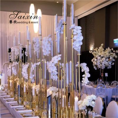 China Hot sell tall gold candle holder centerpieces for wedding decoration for sale