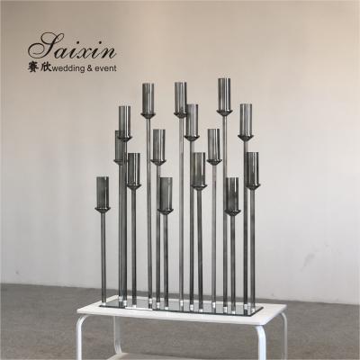 China Luxury new design 15 branches holder gray crystal stands for international wedding decorative for sale