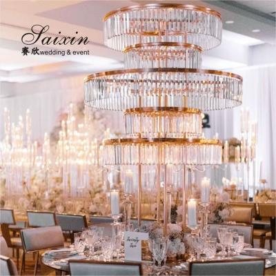 China ZT-553 Saixin custom luxury tall five tier circle crystal centerpieces for events for sale
