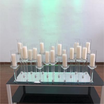 China New design 20 arms crystal candelabra wedding glass candle stick holder for sale