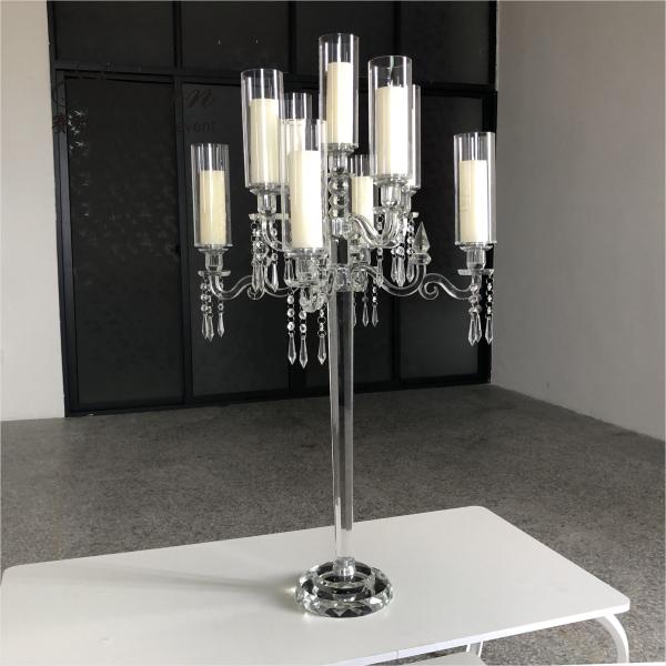 Quality 7 Arm 9 Arm Crystal Candelabra Glass Centerpieces Wedding 120CM for sale