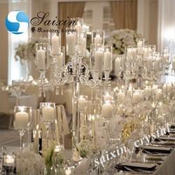 Quality 7 Arm 9 Arm Crystal Candelabra Glass Centerpieces Wedding 120CM for sale