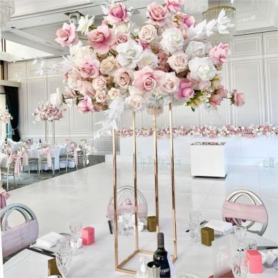China ZT-369  Hot sale  square  gold metal flower stand for wedding decoration for sale