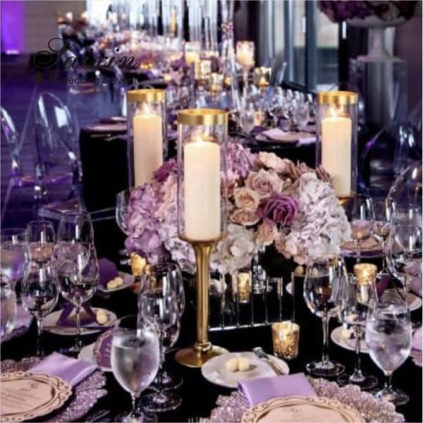 Quality ZT-014G Single Crystal Golden Metal Candles Holder Wedding Centerpieces for sale