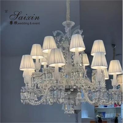 China 12 Light Crystal Chandelier Bedroom Lighting Event Ceiling Decor Larger Shade Hotel 20 Inch for sale