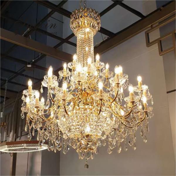 Quality White Crystal Chandelier Lights Crystal Ceiling Lamp Decoration 100CM for sale