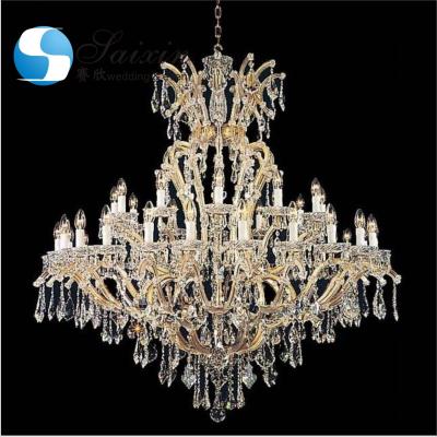 China Antique Gold Crystal Chandelier Lights Ceiling Luxury K9 Wedding Ceiling Decoration for sale