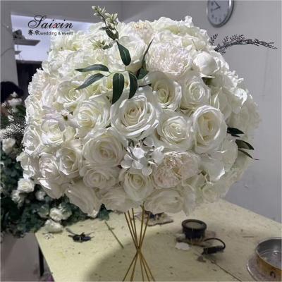 China High Quality Wedding Artificial Flower Ball Custom Size Fit Table Centerpiece White Wedding Artificial Flower à venda