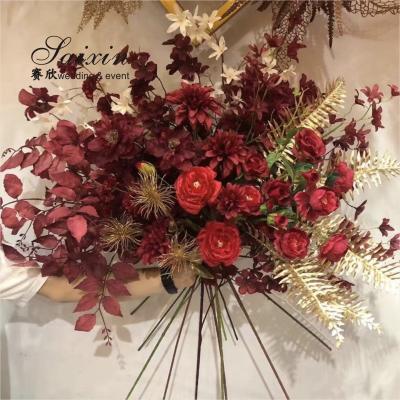 China SX-F010 Wholesale high quality red Artificial flowers bouquet for wedding  arrangement for sale