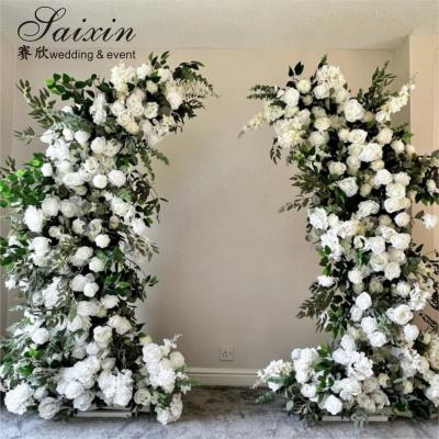 China Door Artificial Flower Arch Arrangements Wedding Decoration Backdrop Cowhorn Door Backdrop for sale