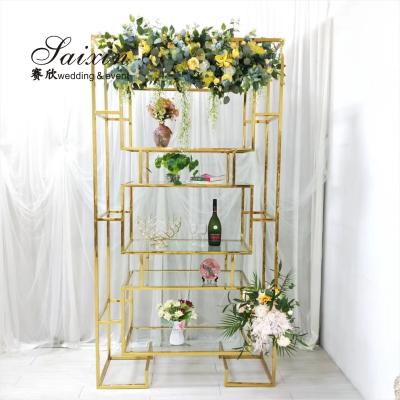 China Flower Decoration Backdrop For Engagement Stage Backdrop Shelves Stainless Steel Wall Shelf for sale