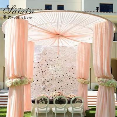 China Wedding Event Party Decoration Adjustable Round Pipe Curtain Drape Stage Wedding Backdrop Support for sale