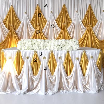 China New Wedding Decoration High Quality Silk Backdrop Rape Cross Valance Curtains Luxury Wedding Backdrop for sale