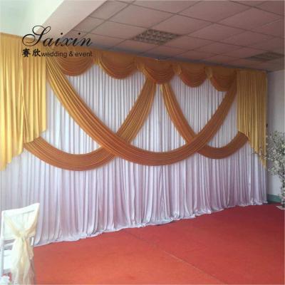中国 China manufacturer wholesale drape cloth curtains valance for wedding stage backdrop 販売のため