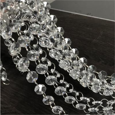 China Clear K9 Crystal Chandelier Prism Lamp Octagon Bead Chain Christmas Wedding Pendant for sale