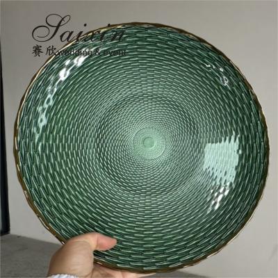 China Luxury Green Wedding Charger Plate Wedding Table Decoration Green for sale