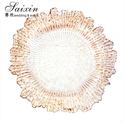 China Hot Sale Transparent Acrylic Wedding Charger Plates Table Decoration Wedding Plastic Charger Plates en venta