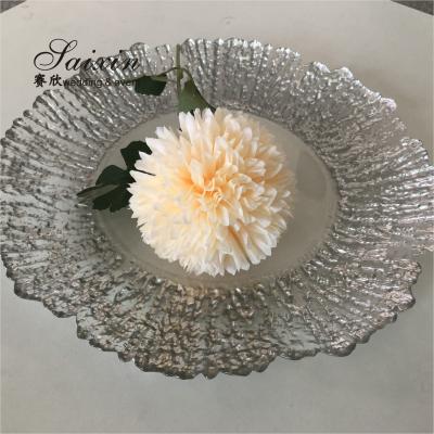 中国 ZT-P056 Clear Silver Rim Decoration Glass Charger Plate For Home Wedding Decoration 販売のため