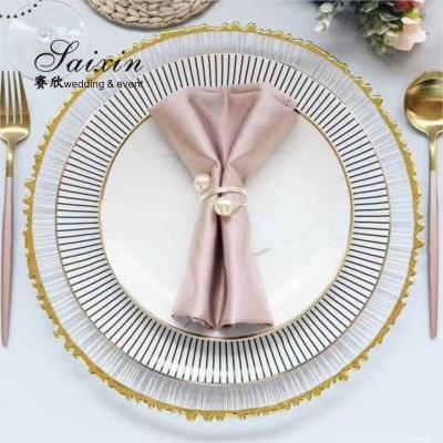 China Christmas Glass Charger Plate For Wedding Events Table Decoration Gold Rim Set Of 6 for sale