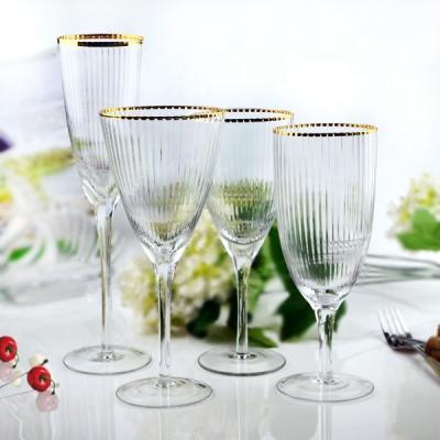 China Gold Edge Clear Wine Champagne Water Glasses Party Personalised Wedding Glassware for sale