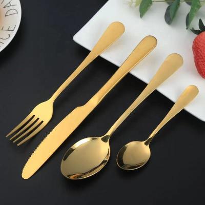 中国 Wholesale set stainless steel gold  knife spoon fork cutlery sets for wedding event 販売のため
