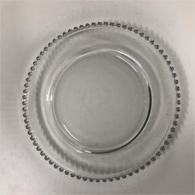 China Clear Glass Beaded Charger Plates Wedding Event Gold Silver 32cm/27cm/21cm for sale
