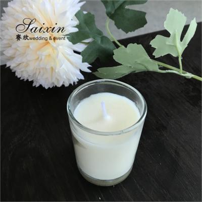China SX-C014 Wholesale Cheap Event Decor Tealight Glass Cup Real Wax Candle for sale