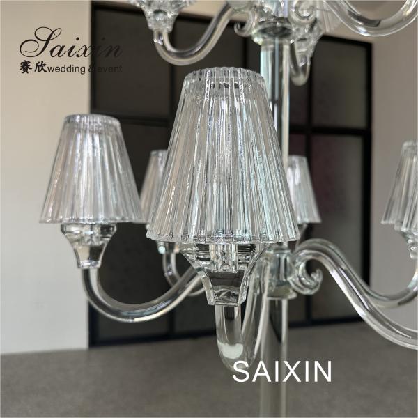 Quality Hot Sale Event Decoration 11 Arms Crystal Candelabra With Glass Shade For for sale